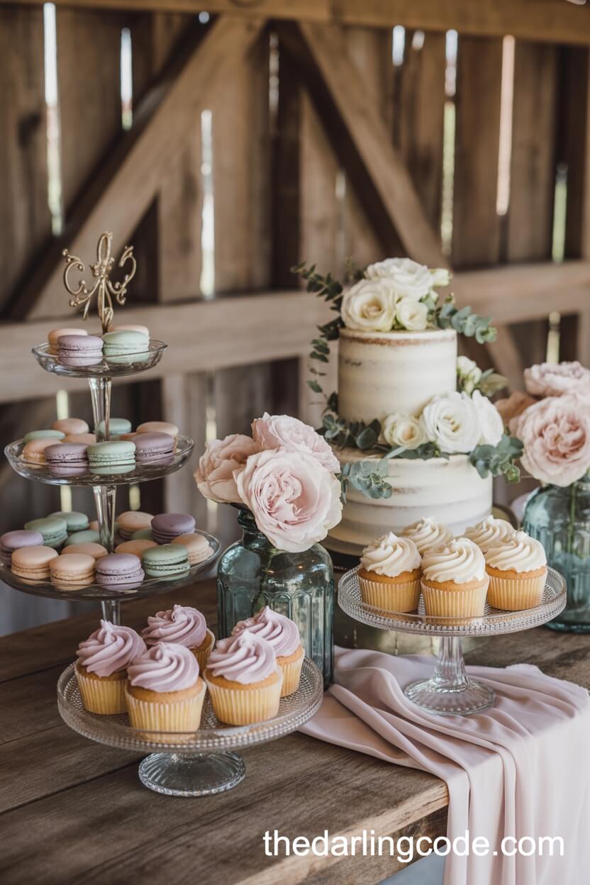 Decadent Dessert Table With Florals And Lace
