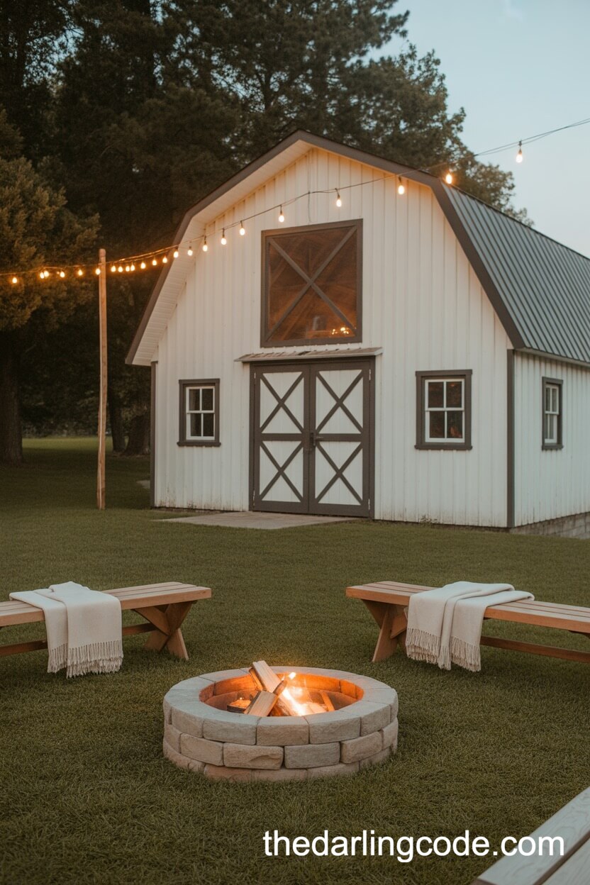 Outdoor Fire Pit Lounge With Cozy Blankets