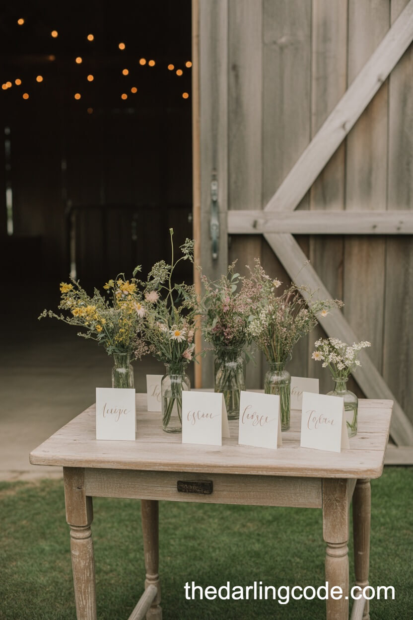 Shabby-Chic Escort Card Table With Wildflowers