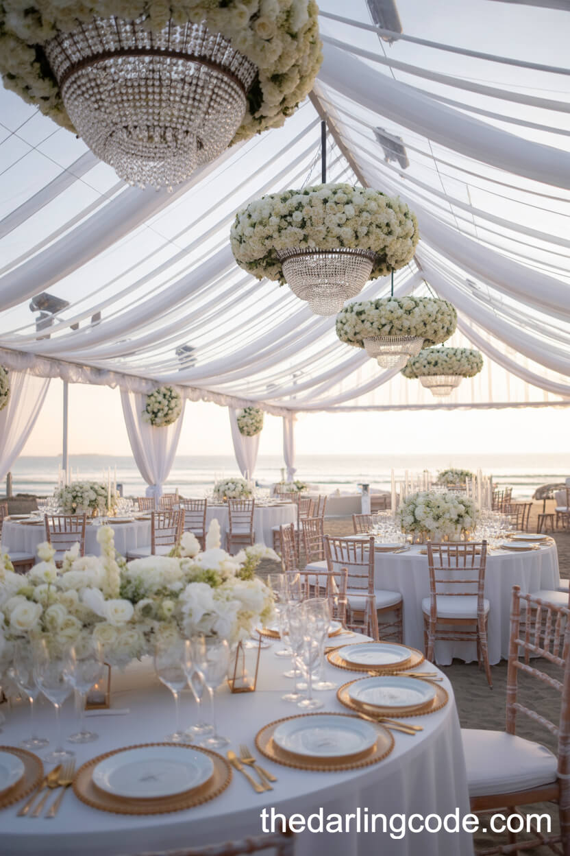 Dreamy Outdoor Beach Wedding Tent Setup