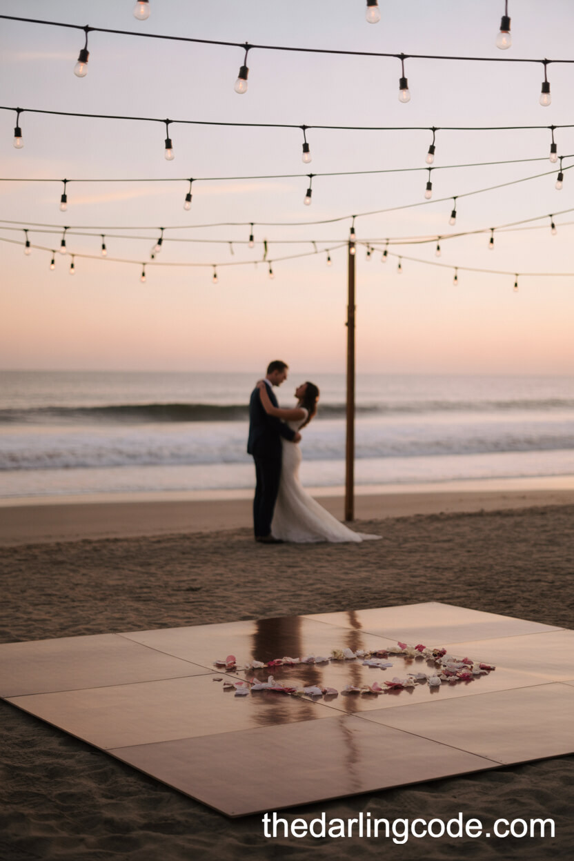 Magical Beach Wedding Dance Floor At Sunset