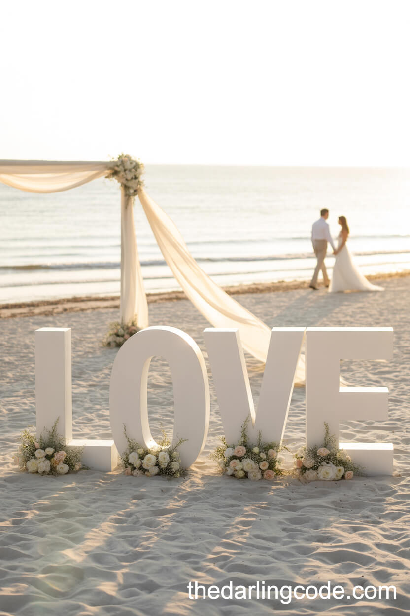Whimsical Sand Display Of LOVE Letters