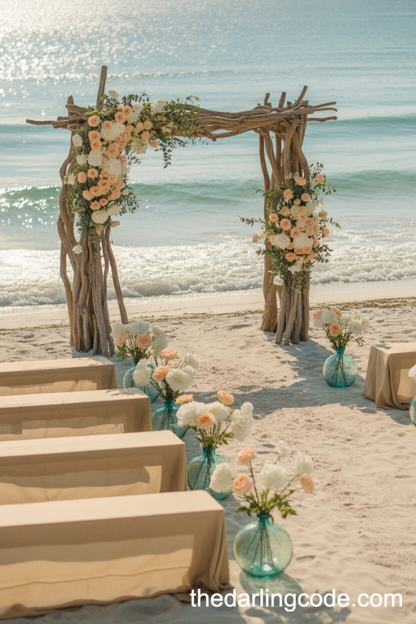 Stylish Driftwood Floral Wedding Arch