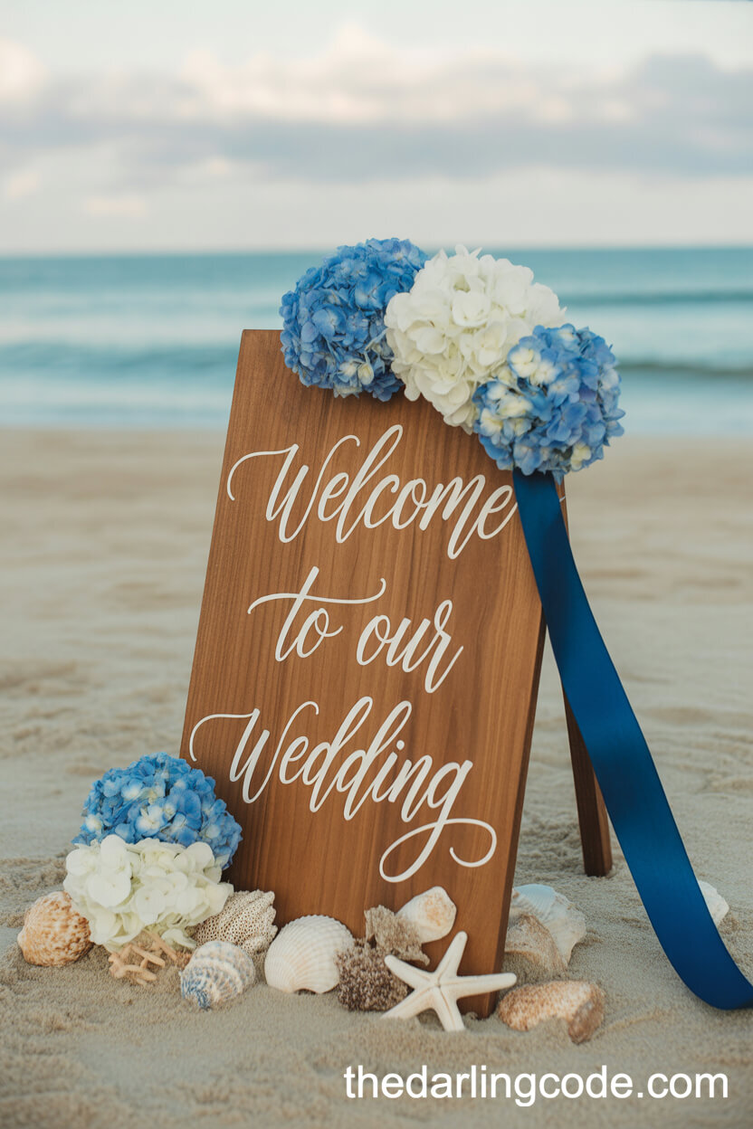 Sophisticated Beach Wedding Welcome Sign