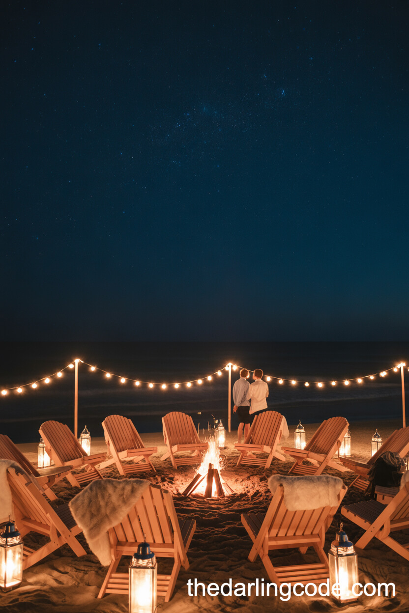 Cozy Beach Wedding Afterparty With Bonfire