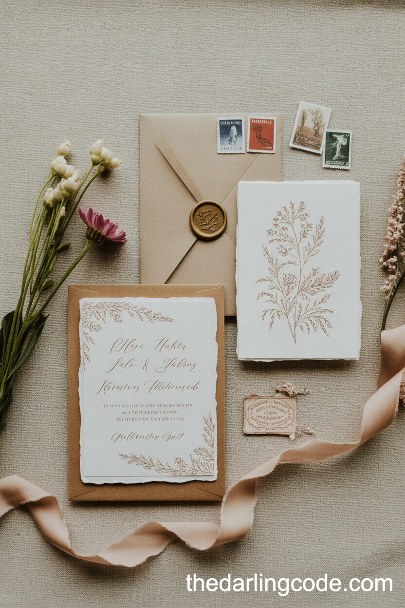 Boho Botanical Wedding Invitation Suite