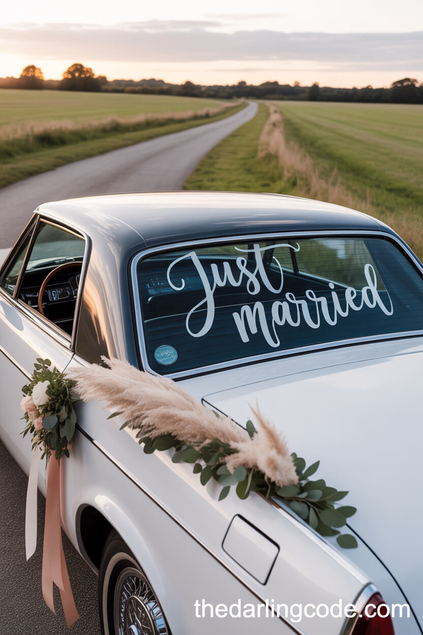 Classic Convertible Getaway Car With Boho Decor