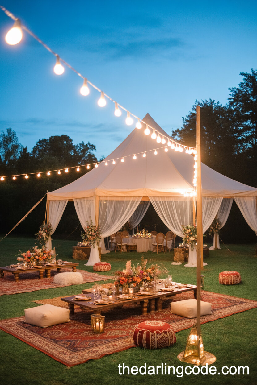 Bohemian Wedding Tent With Fairy Lights