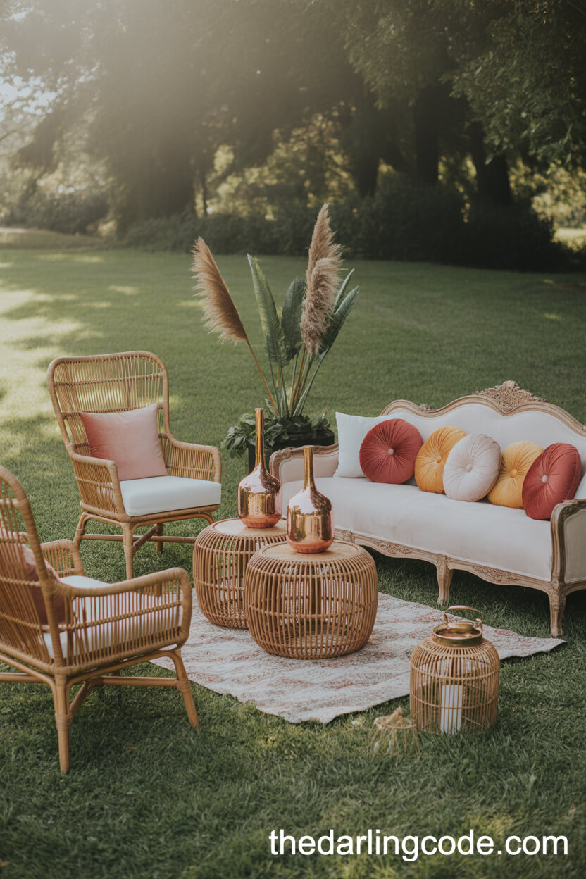 Outdoor Boho Lounge Area For Wedding Guests