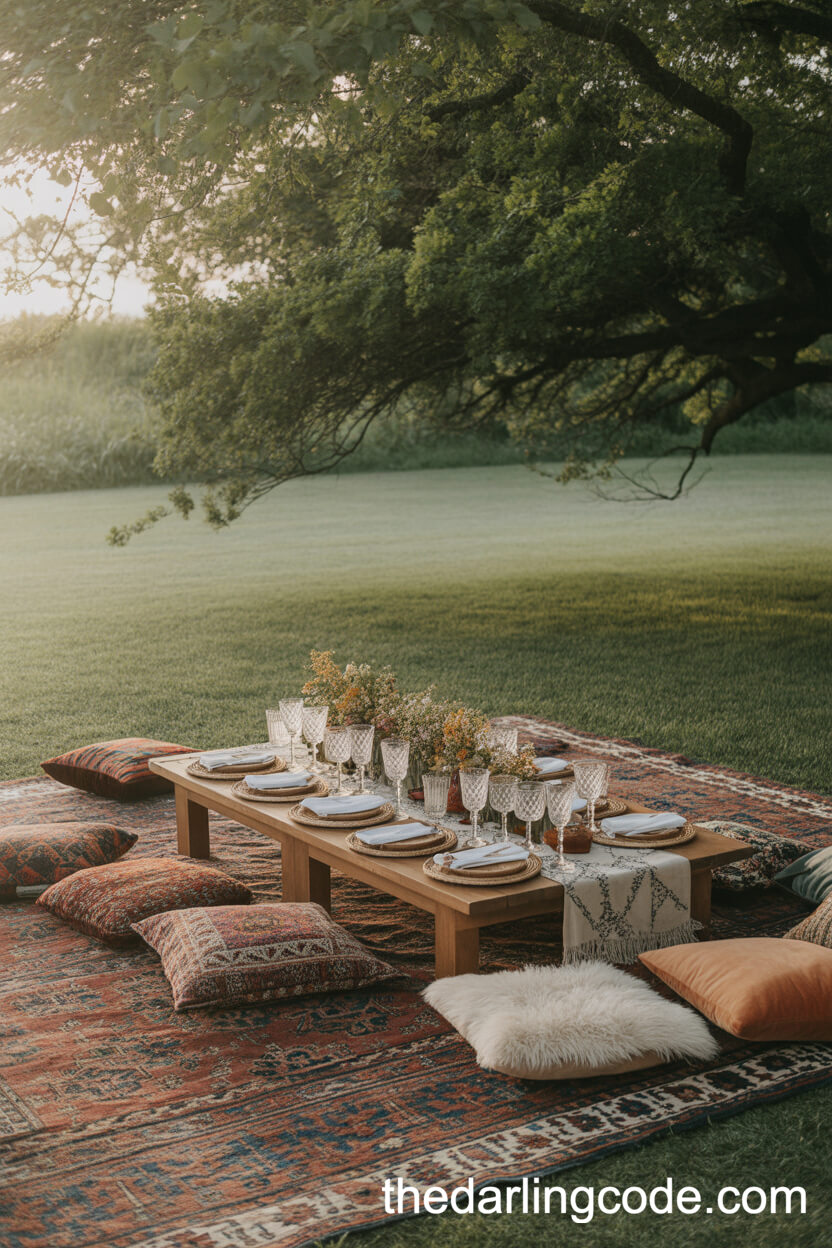 Bohemian Picnic-Style Wedding Seating
