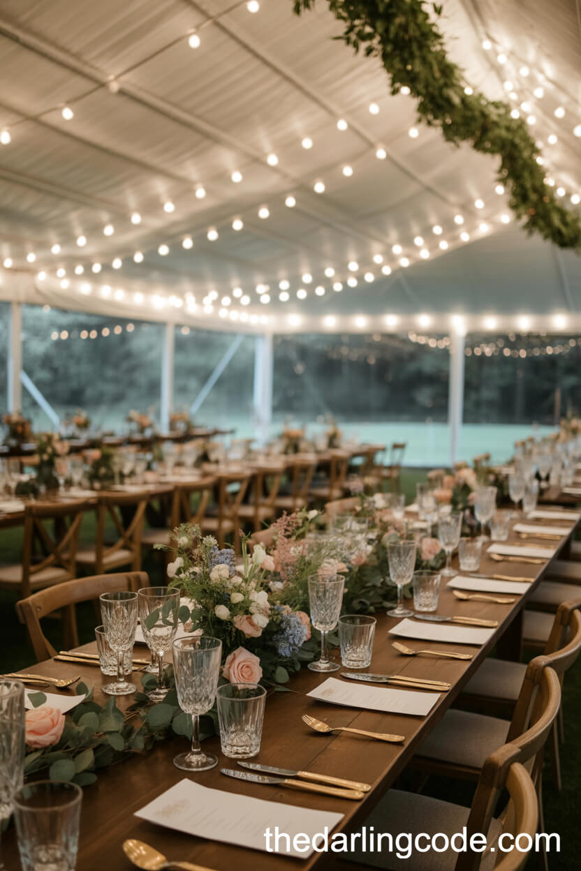 Elegant Pavilion Reception With Twinkle Lights