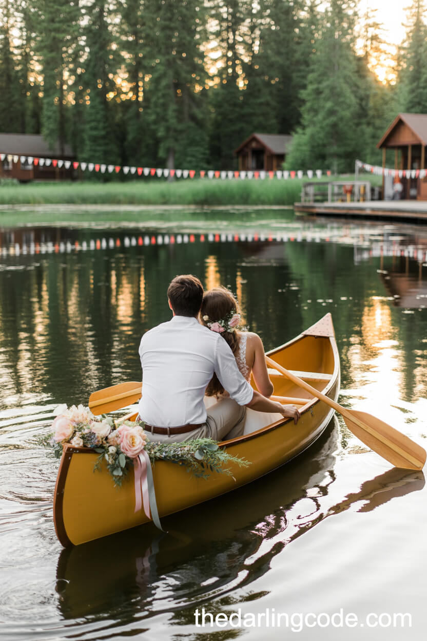 Romantic Sunset Canoe Ride For Newlyweds