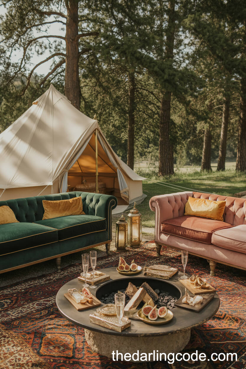 Bohemian Wedding Lounge Beside Canvas Tents
