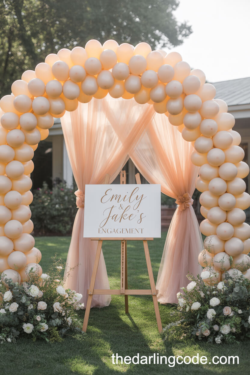 A Grand Entrance With A Pastel Balloon Arch