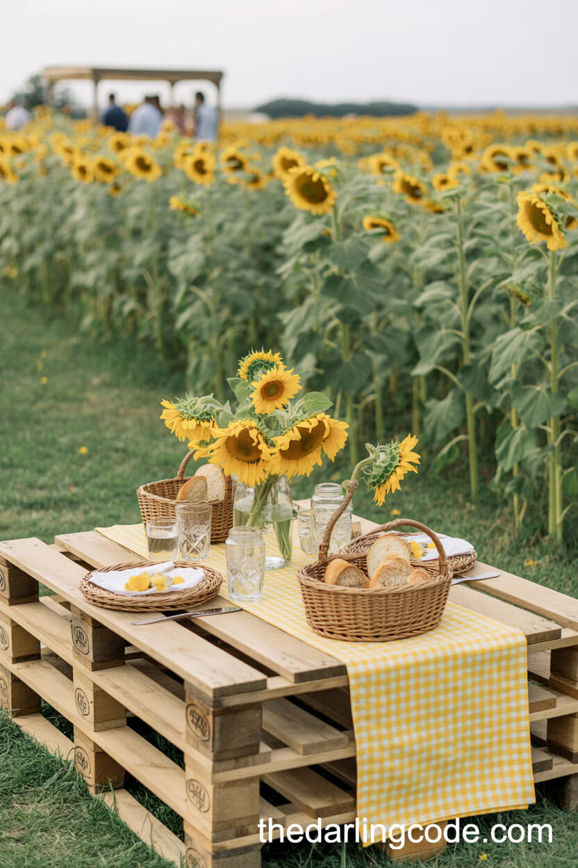 Rustic Sunflower Field Picnic