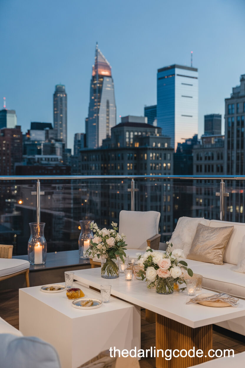 Chic Rooftop Gathering With A City Skyline View