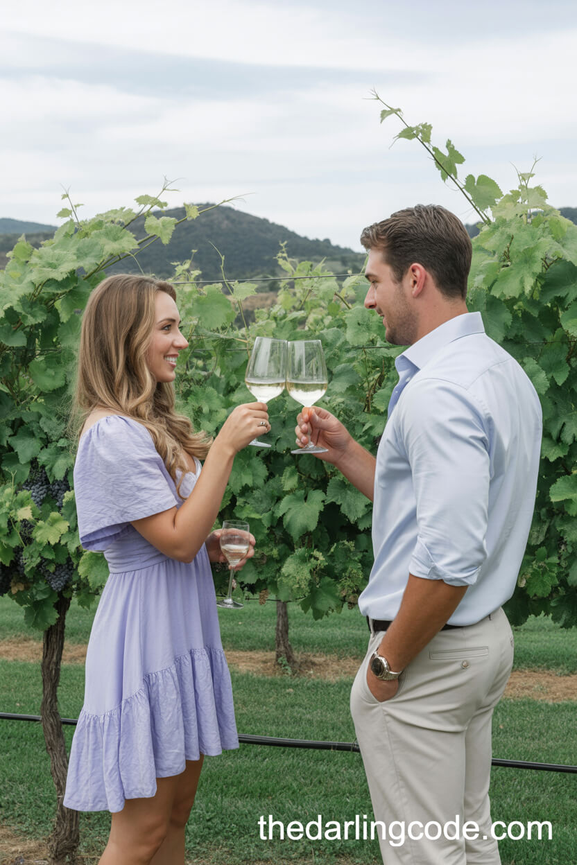 Lavender Flowy Dress And Pale Blue Rolled-Sleeve Shirt