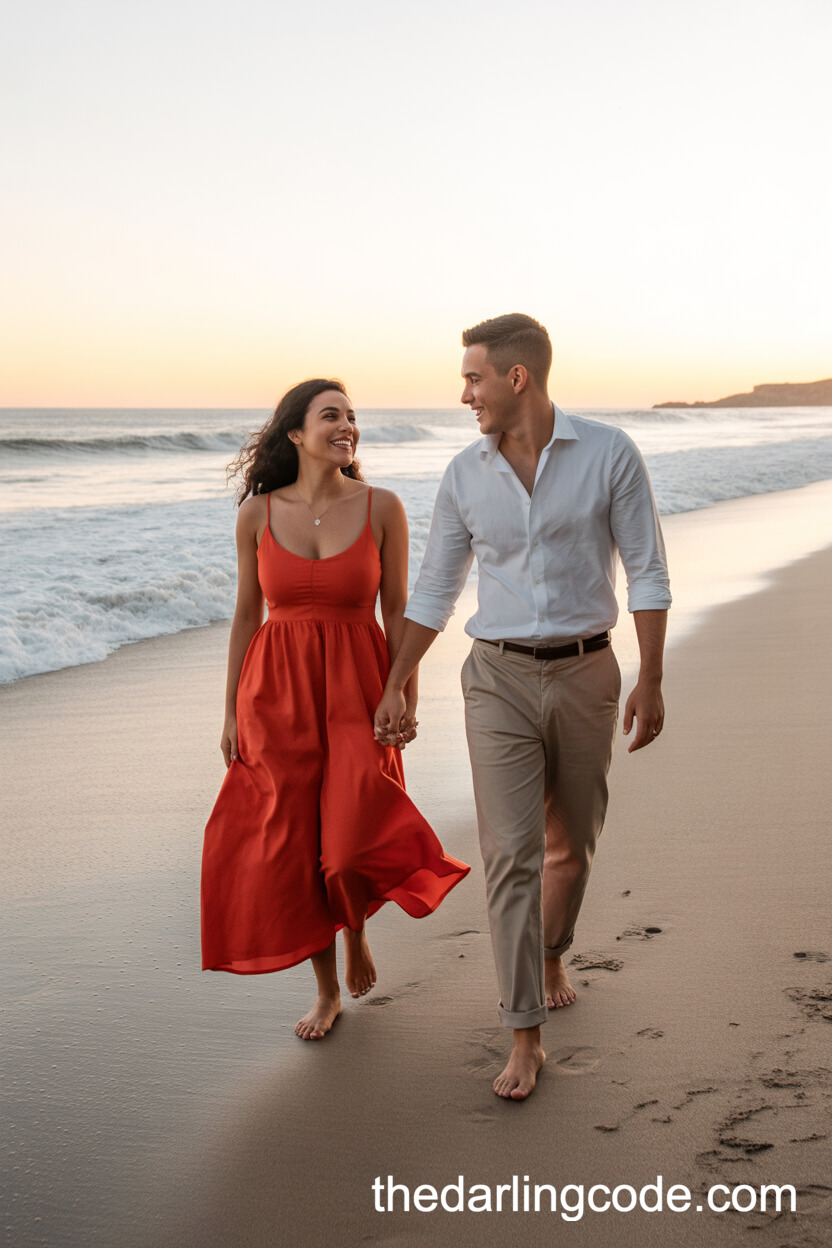 Bold-Color Maxi Dress And Rolled-Up White Button-Down