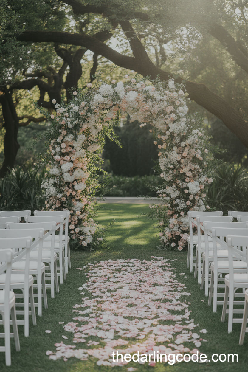 Elegant Floral Arch Ceremony Setup