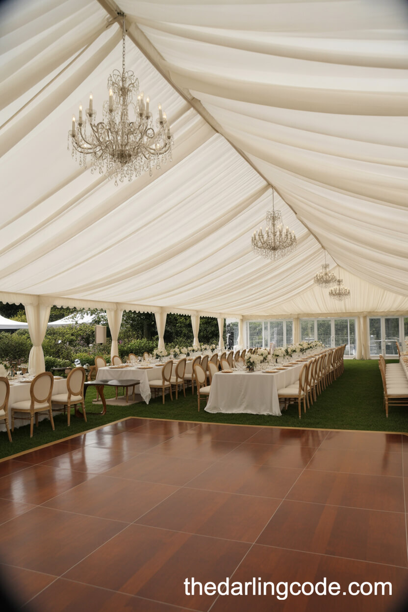 Luxury White Wedding Tent With Chandeliers