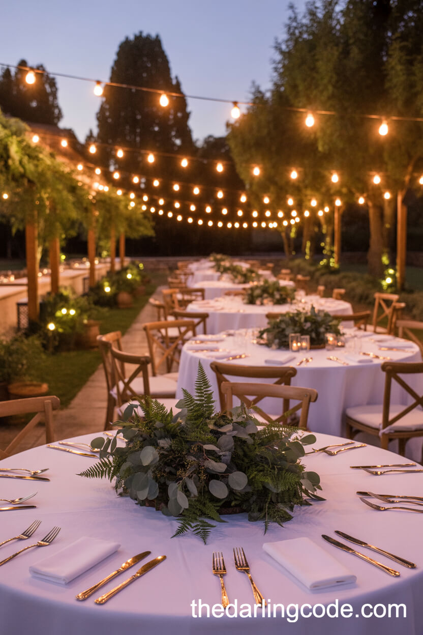 Romantic Garden Reception Under String Lights