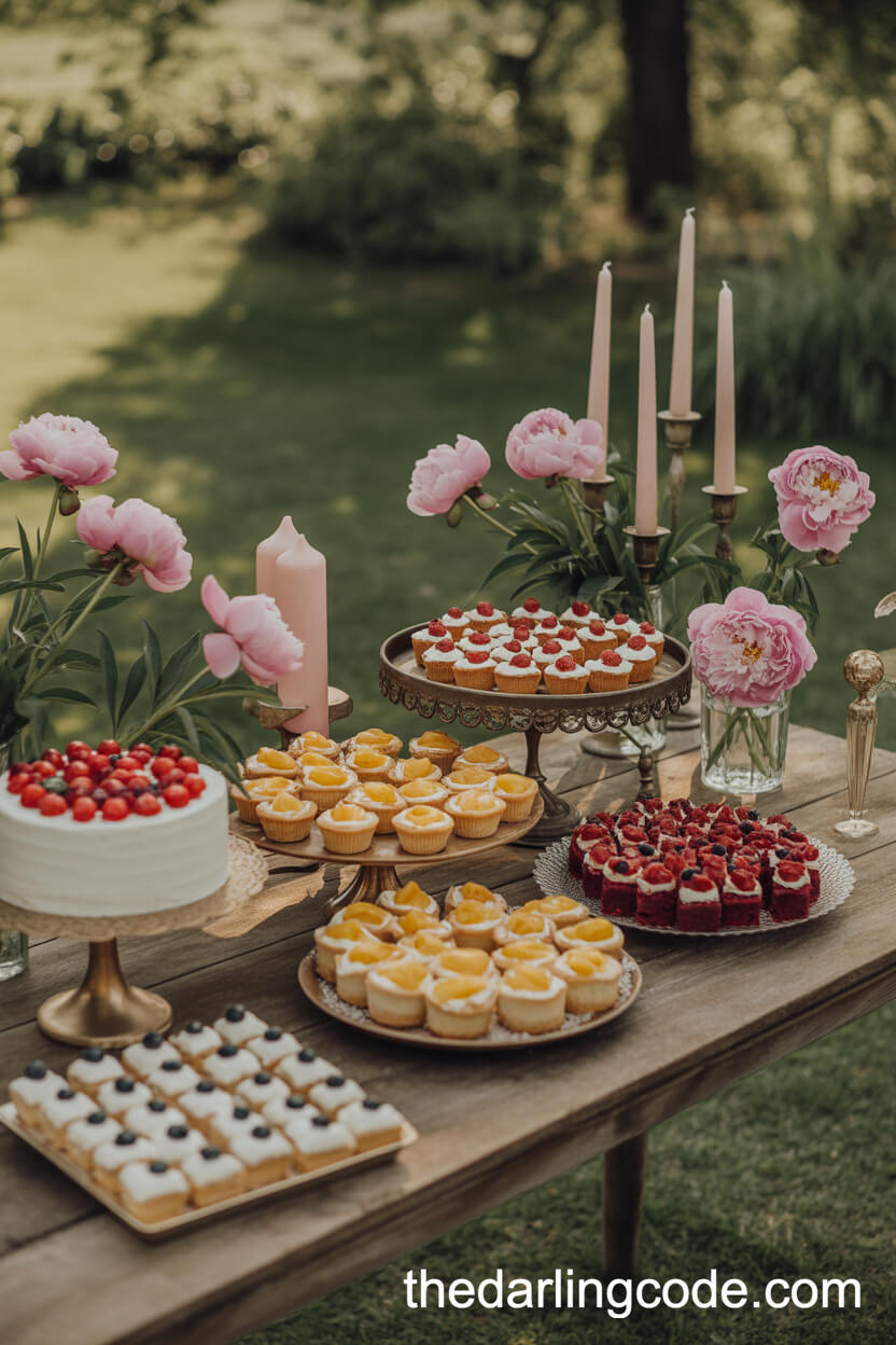Garden Dessert Table With Elegant Pastries