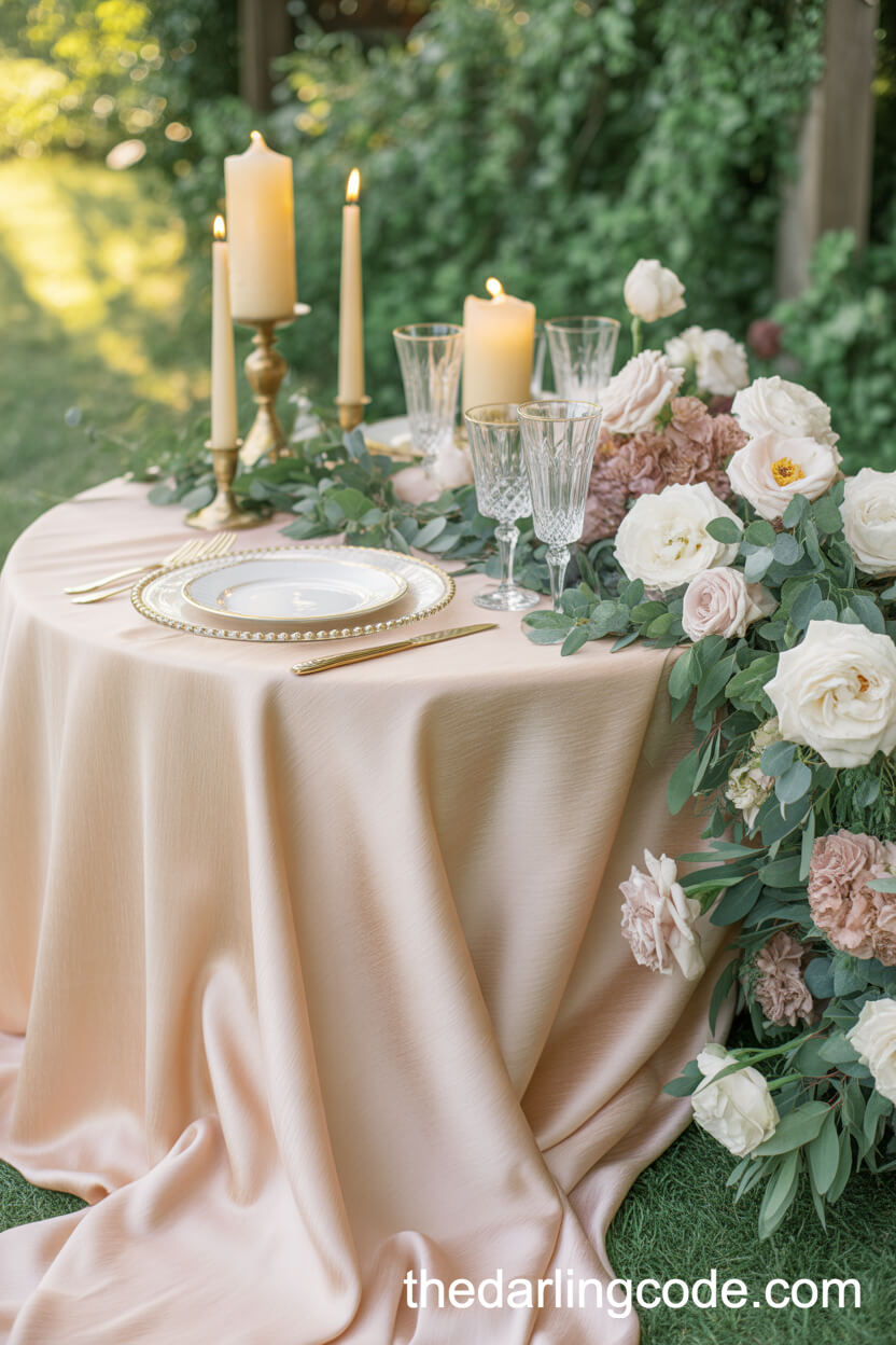 Sweetheart Table With Lush Florals And Candlelight