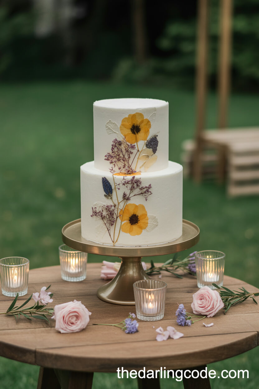 Luxury Pressed Flower Wedding Cake Display