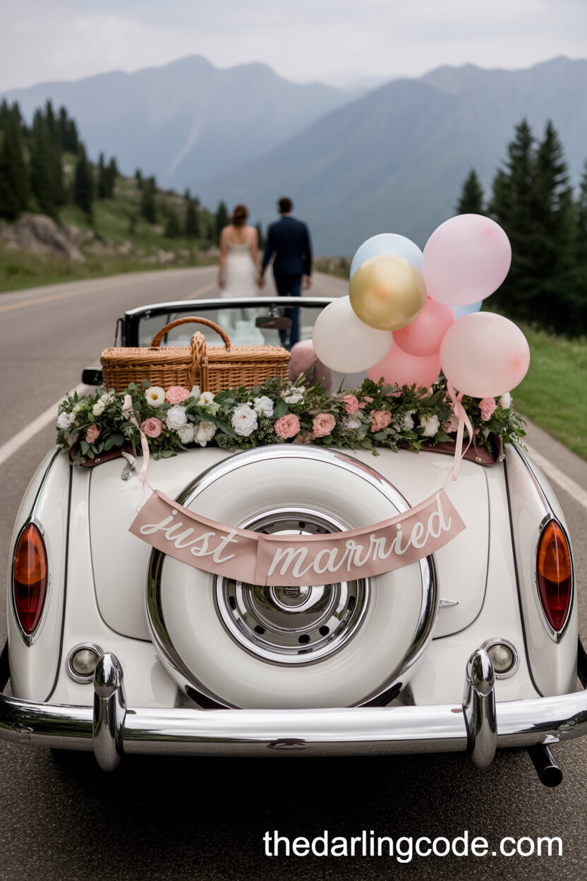 Vintage Convertible Getaway Car On A Mountain Road