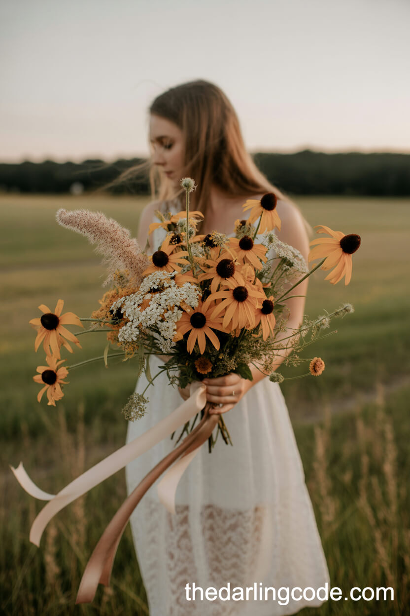 Native Wildflower And Grass Golden Hour Field Bouquet