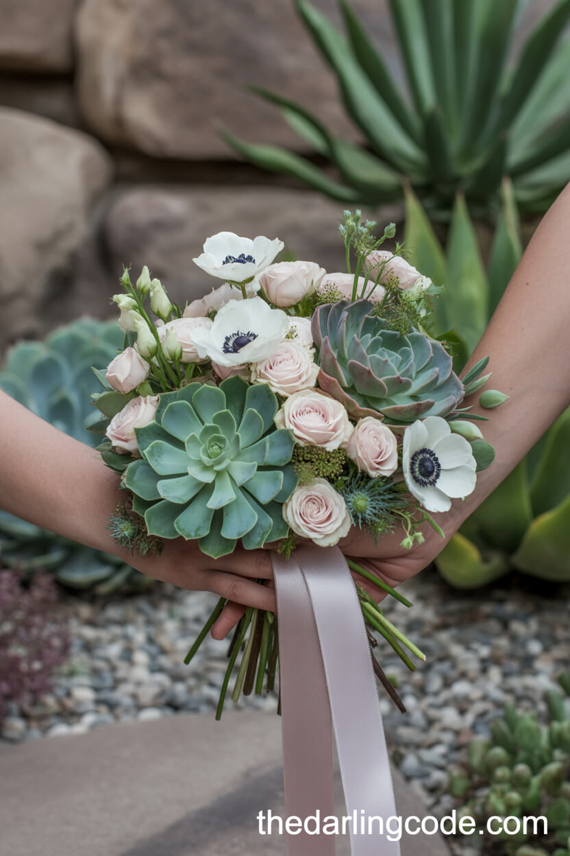 Succulent And Blush Spray Rose Southwestern Bouquet