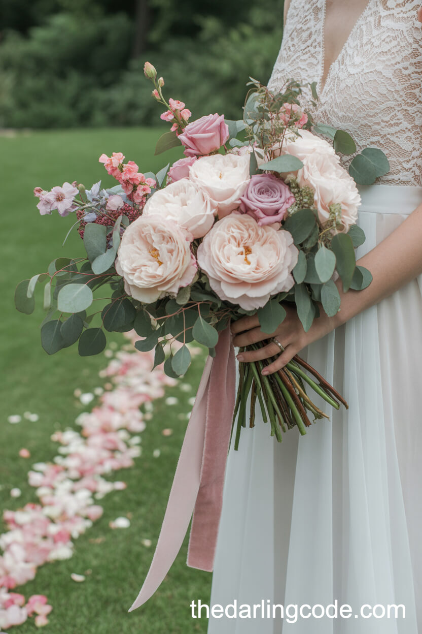 Blush Peonies And Pink Rose Romantic Bouquet