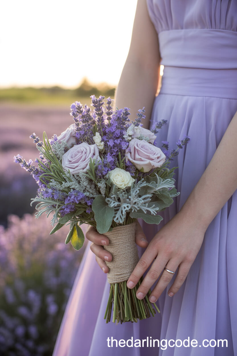 Lavender And Pale Rose Sunset Bridal Bouquet