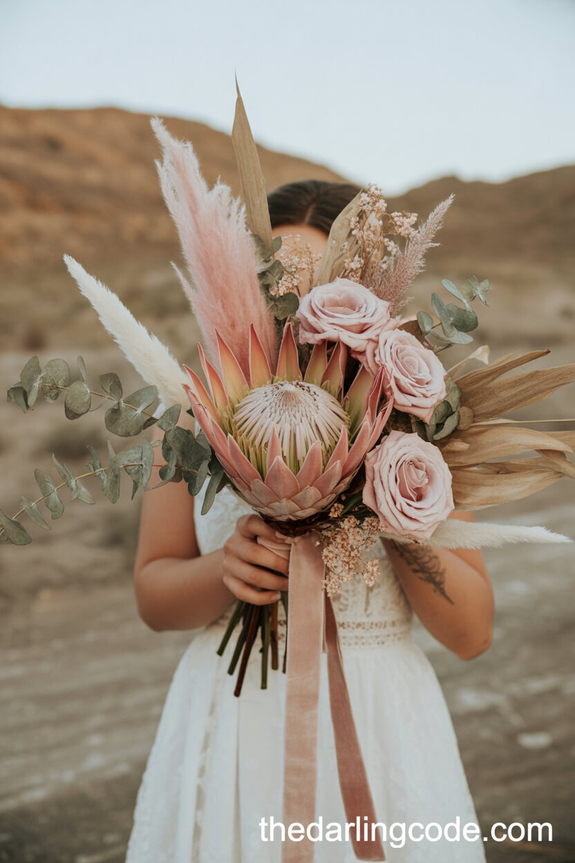 King Protea And Dried Element Desert Bouquet