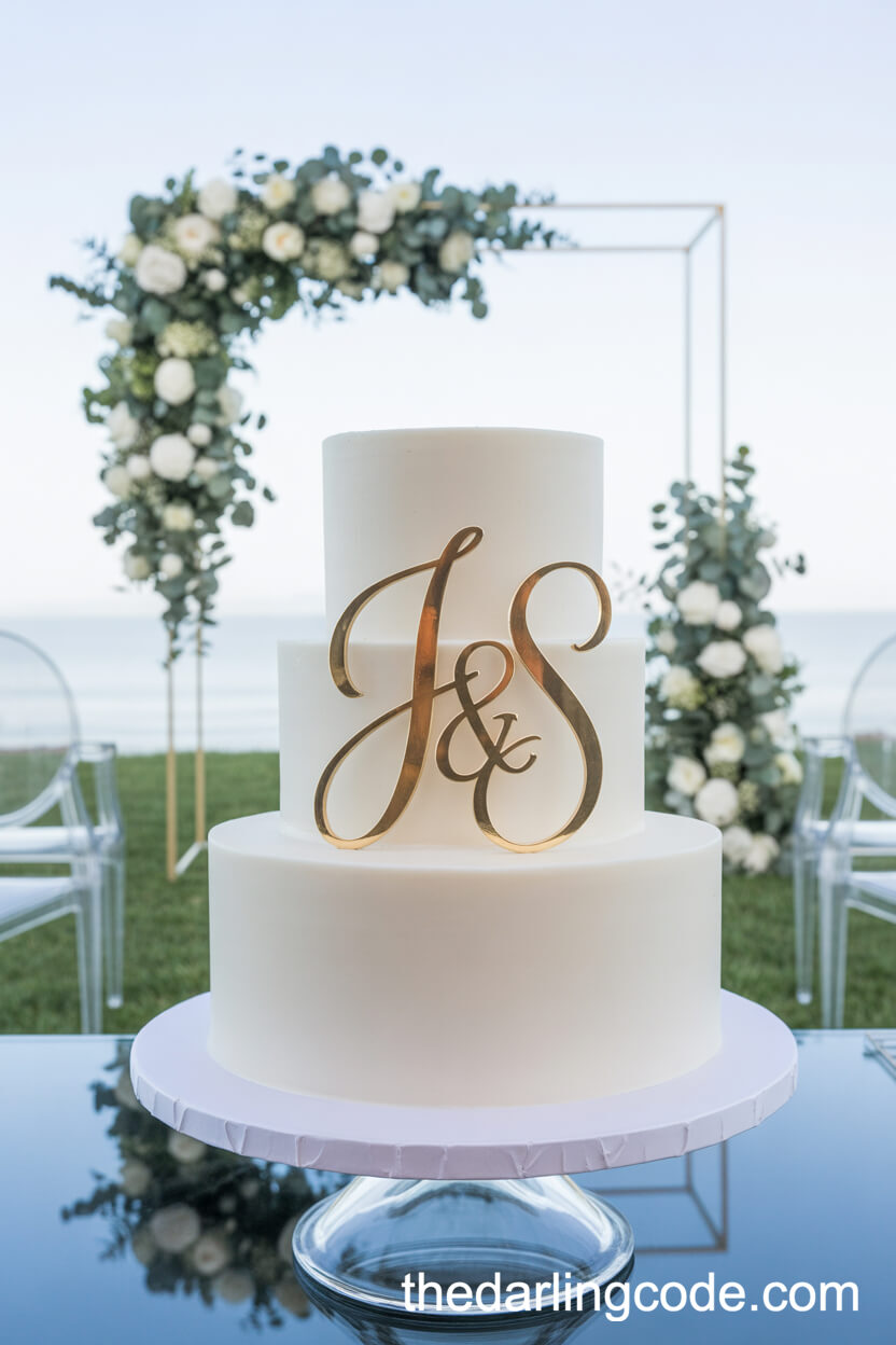 Personalized Monogram Cake With Smooth White Or Pastel Icing