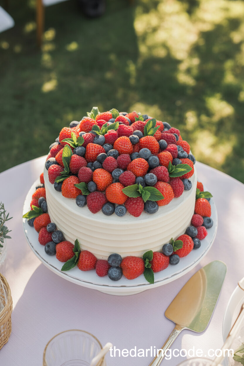 Classic White Cake With Fresh Summer Berries