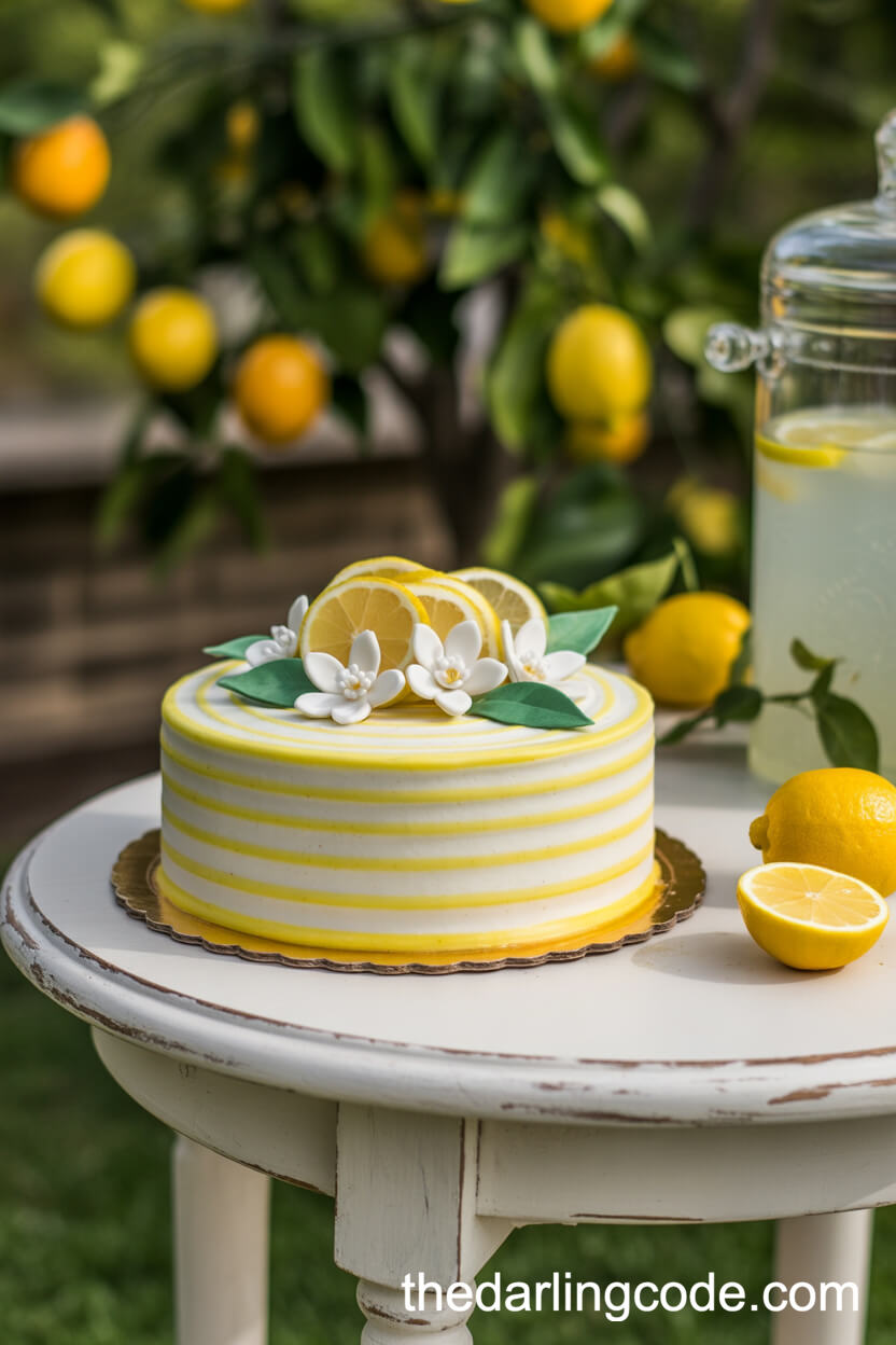 Yellow And White Lemon Blossom Cake