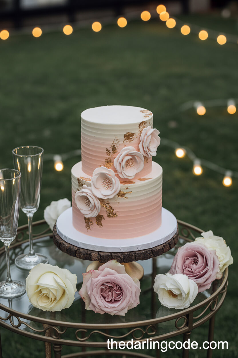Blush Pink Ombre Cake With Cascading Sugar Flowers