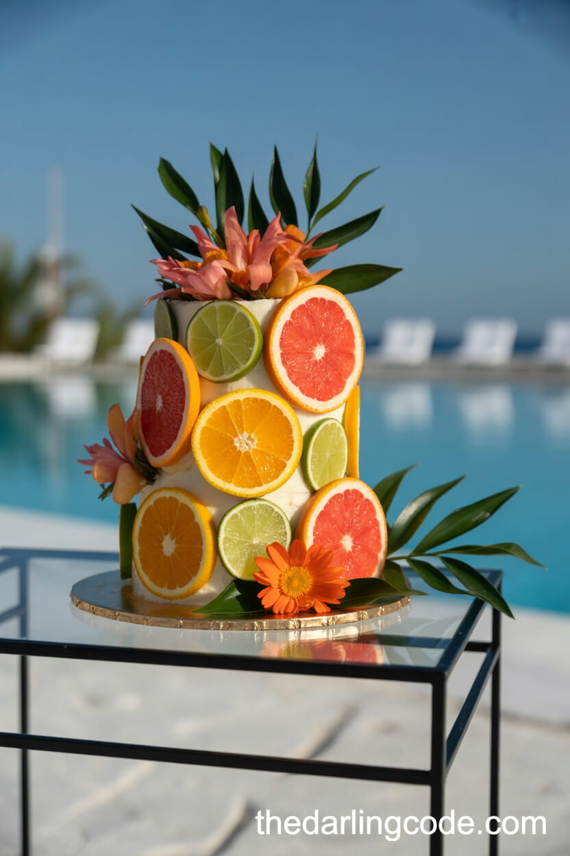 Citrus-Inspired Cake With Tropical Fruit Slices
