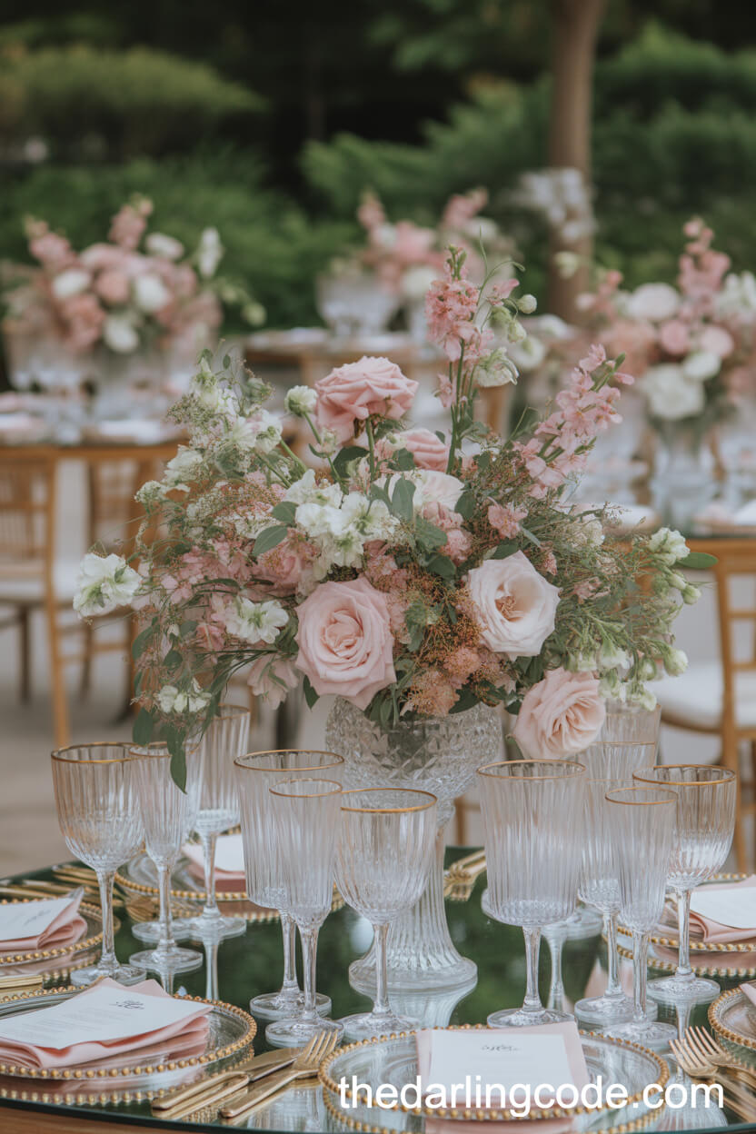 Reception Tables With Oversized Floral Centerpieces