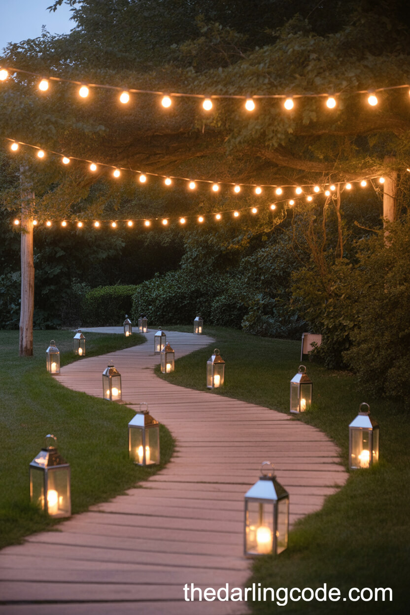 Enchanted Garden Pathway With Fairy Lights