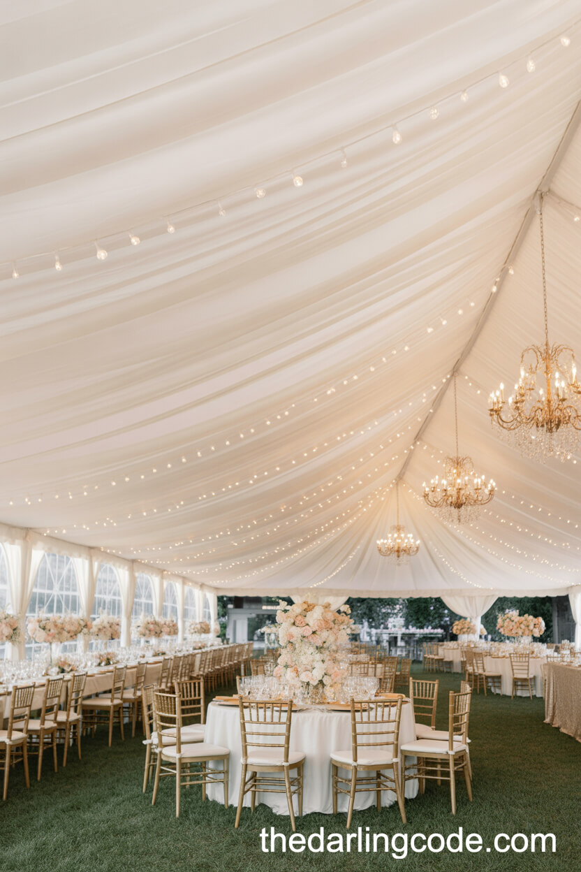 Elegant Reception Tent With Draped Ceilings