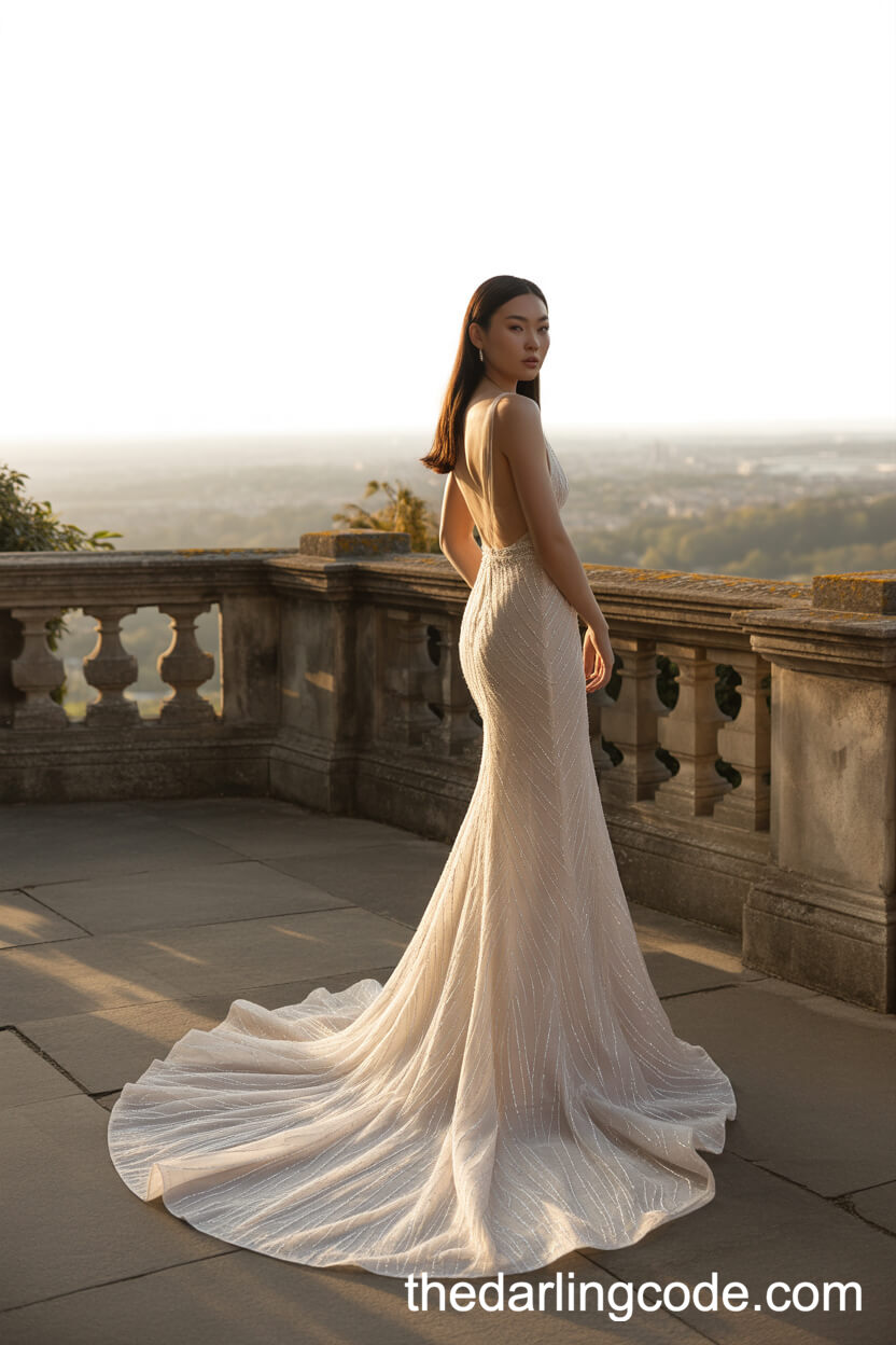 Beaded Mermaid Gown With Dramatic Train