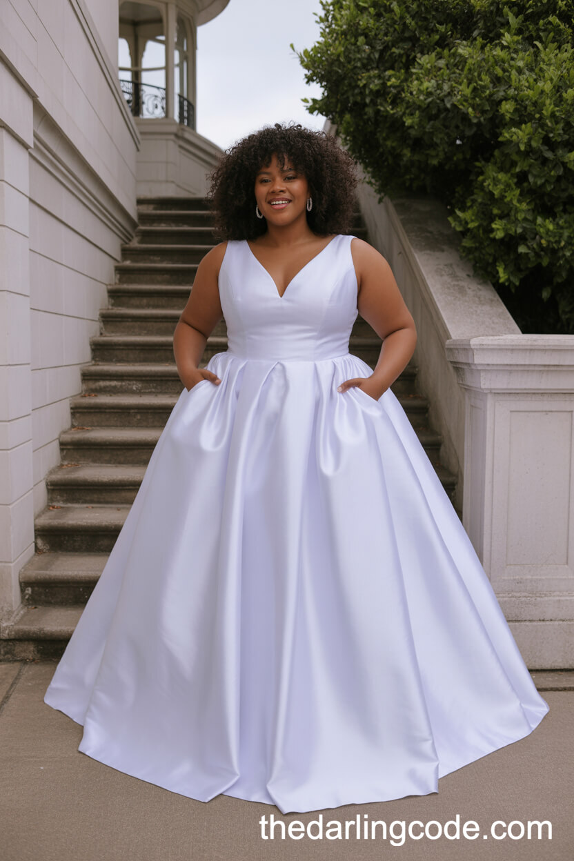 Traditional Satin Ballgown With Pockets