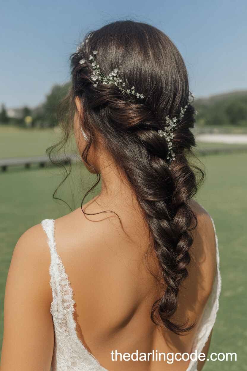 Half-Up Fishtail Braid With Flowing Loose Curls