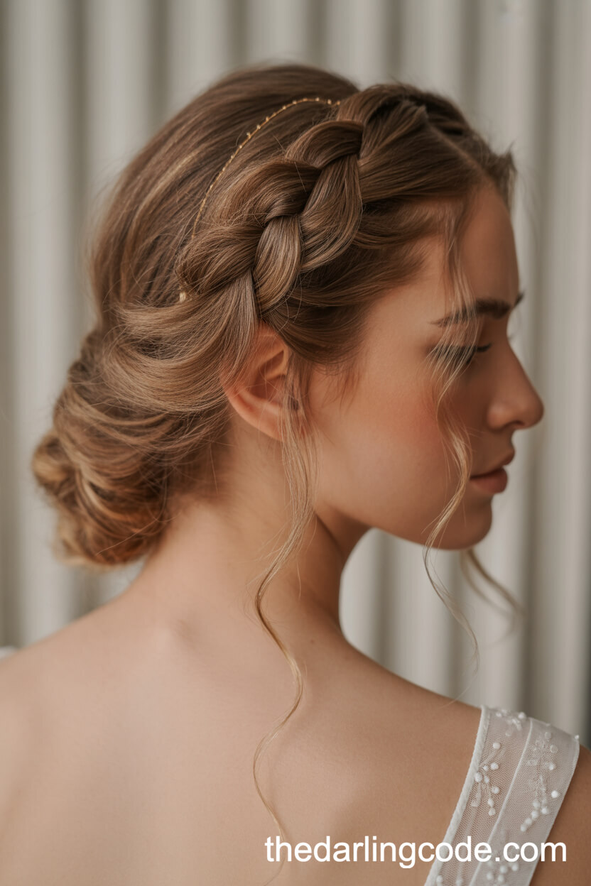 Sweeping Twisted Side Braid With Gold Thread