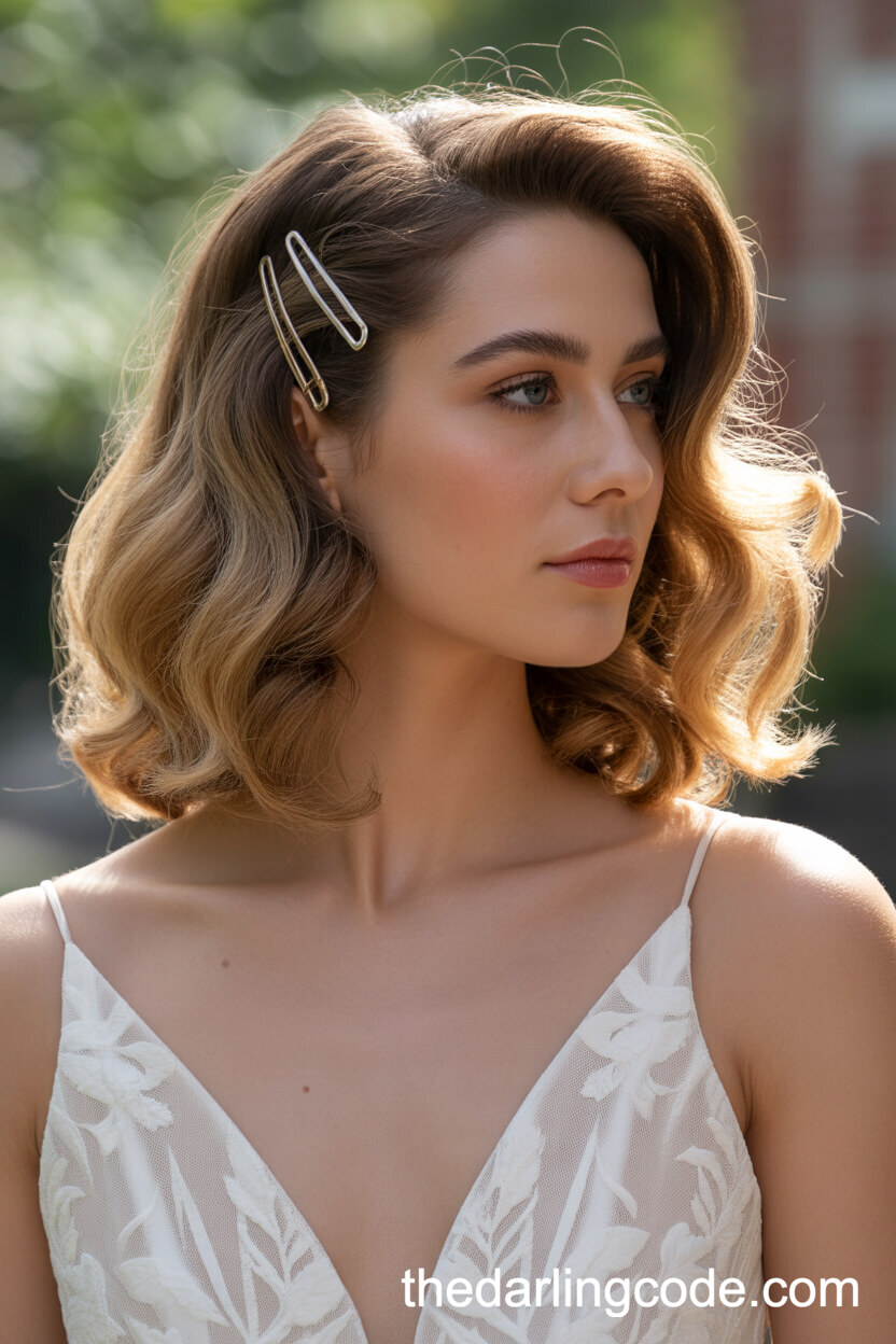 Hollywood Waves With Side Part And Glossy Finish