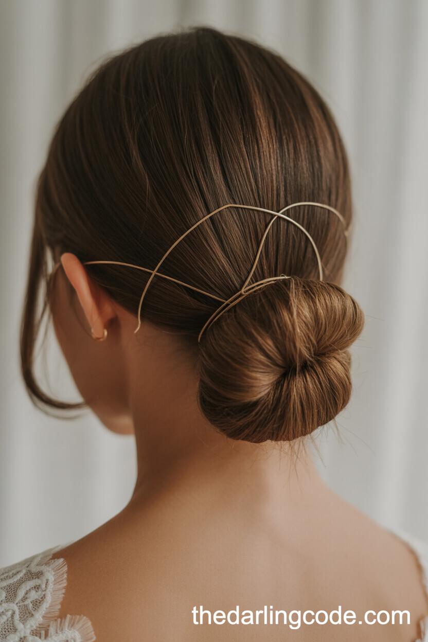Sleek Middle-Part Low Bun Wrapped With Hair