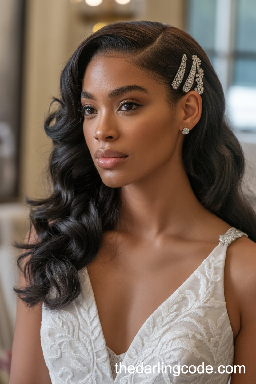 Side-Swept Glamorous Curls