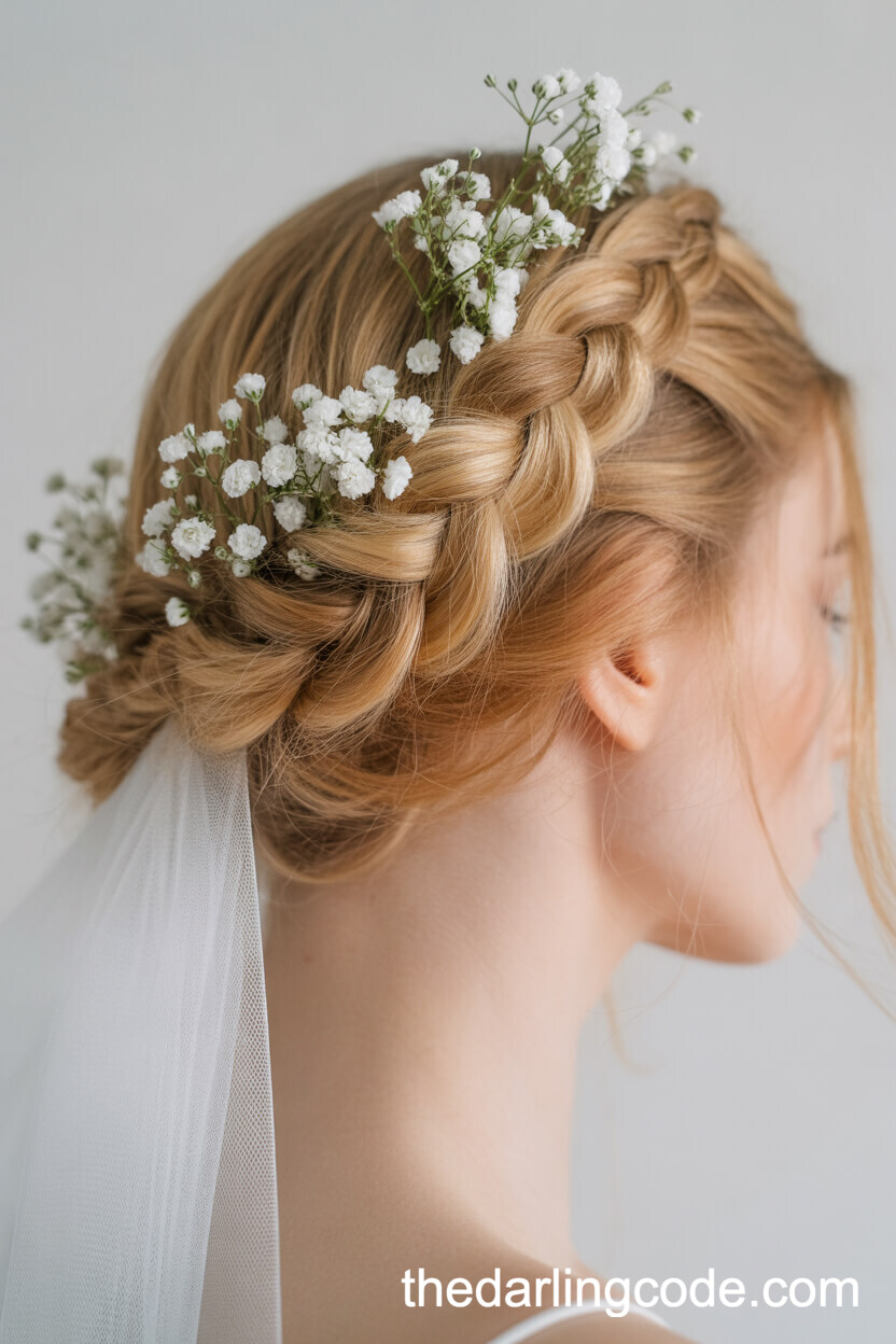 Intricate Braided Updo With Baby’s Breath